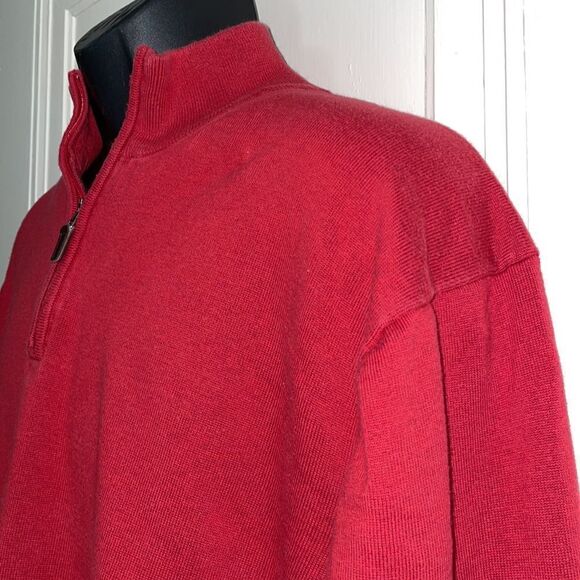 Jos A Bank red cotton zip neck sweater - Picture 3 of 8